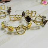 Sexy Harajuku Leather Punk Choker Necklace with Gold-color Flower Rivets