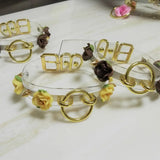 Sexy Harajuku Leather Punk Choker Necklace with Gold-color Flower Rivets