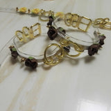 Sexy Harajuku Leather Punk Choker Necklace Flower Gold Rivets Collar Goth Torque