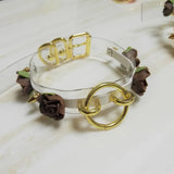 Sexy Harajuku Leather Punk Choker Necklace Flower Gold Rivets Collar Goth Torque