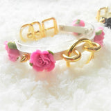 Harajuku Leather Punk Choker Necklace Flower Rivets Collar