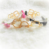 Sexy Harajuku Leather Punk Choker Necklace Flower Gold-color O-Round Rivets