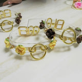 Sexy Harajuku Leather Punk Choker Necklace with Gold-color Flower Rivets