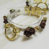 Sexy Harajuku Leather Punk Choker Necklace Flower Gold Rivets Collar Goth Torque