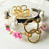 Harajuku Leather Punk Choker Necklace Flower Rivets Collar