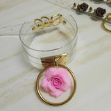 Harajuku Leather Punk Choker Necklace with Gold-color Flower Rivets