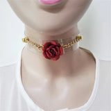 Harajuku Leather Punk Choker Necklace Flower Rivets Collar Goth Torque