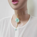 Harajuku Leather Punk Choker Necklace Flower Rivets Collar Goth Torque