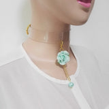 Harajuku Leather Punk Choker Necklace Flower Rivets Collar Goth Torque