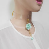 Harajuku Leather Punk Choker Necklace Flower Rivets Collar Goth Torque