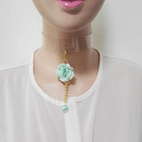 Harajuku Leather Punk Choker Necklace Flower Rivets Collar Goth Torque