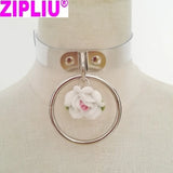 Sexy Harajuku Leather Punk Choker Necklace Flower O-Round Rivets Collar