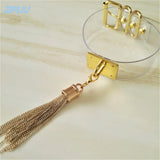 Sexy Harajuku Leather Punk Choker Necklace with Gold Tassel Pendant