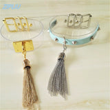 Sexy Harajuku Leather Punk Choker Necklace with Gold Tassel Pendant