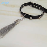 Sexy Leather Punk Choker Necklace Tassel Pendent