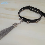 Sexy Leather Punk Choker Necklace Tassel Pendent