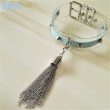 Harajuku Leather Punk Choker Necklace with Tassel Pendent