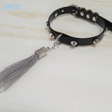 Sexy Leather Punk Choker Necklace Tassel Pendent