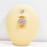 925 Silver Flower CZ Belly Button Rings for Women