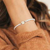 Shell A-Z Initial Charm Women Bracelet Oval Pearl Beaded Bracelet Gift
