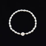 Shell A-Z Initial Charm Women Bracelet Oval Pearl Beaded Bracelet Gift