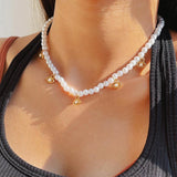 Evil Eye Pearl Necklace For Women Boho EvilEye Pearl Beads Chain Necklaces