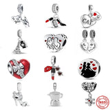 Silver 925 Couple Love Beads Tower Camera Pendant for Bracelets DIY