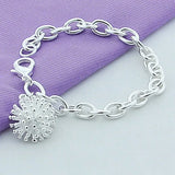 925 Silver Round Fireworks Chain Link Bracelet High Jewelry