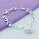 925 Silver Round Fireworks Chain Link Bracelet High Jewelry