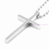 Silver Smooth Cross Pendant Necklace Stainless Steel Unisex Jewelry