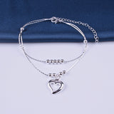 Silver-Plated Peach Heart Couch Anklet Female Double Layer Leg Chain