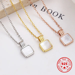 925 Sterling Silver Square Friary Necklace Female Ins Style Clavicle Chain