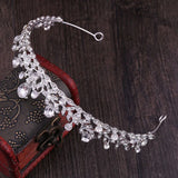 Bride Small Crown Leaf Shape Rhinestone Crystal Headband