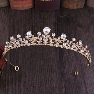 Bride Small Crown Leaf Shape Rhinestone Crystal Headband