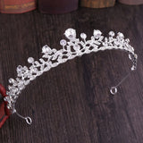 Bride Small Crown Leaf Shape Rhinestone Crystal Headband
