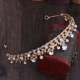 Bride Small Crown Leaf Shape Rhinestone Crystal Headband