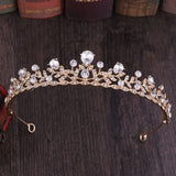 Bride Small Crown Leaf Shape Rhinestone Crystal Headband