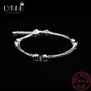 925 Sterling Silver Double Layer Chain Bracelet