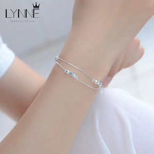 925 Sterling Silver Double Layer Chain Bracelet