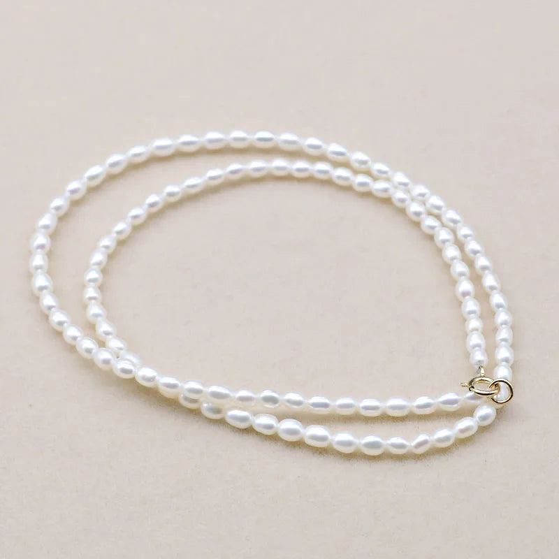 Joker Mini Rice 3-4MM Pearl Clavicle Chain Necklace