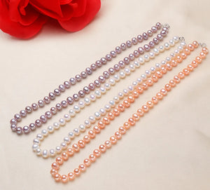Joker AA Freshwater 6-7MM Pearl Necklace 925 Silver Clasp