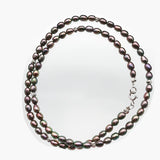 Natural Freshwater Pearl AAA3-4MM Rice Necklace 925 Silver Clasp