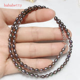 Natural Freshwater Pearl AAA3-4MM Rice Necklace 925 Silver Clasp