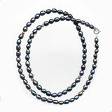 Natural Freshwater Pearl AAA3-4MM Rice Necklace 925 Silver Clasp