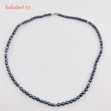 Natural Freshwater Pearl AAA3-4MM Rice Necklace 925 Silver Clasp