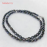 Natural Freshwater Pearl AAA3-4MM Rice Necklace 925 Silver Clasp