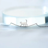 Walking Cat Silver Necklace for Women