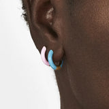 Red Pink Small Ear Circle Earrings For Women Geometric Round Ear Buckle Earrings