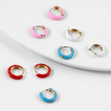 Red Pink Small Ear Circle Earrings For Women Geometric Round Ear Buckle Earrings