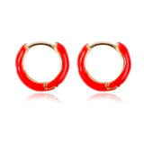 Red Pink Small Ear Circle Earrings For Women Geometric Round Ear Buckle Earrings